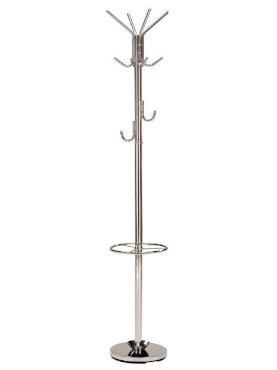 Diommi Metallic Coat Rack with Umbrella Holder Silver 182cm