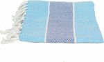 Sidirela Beach Towel Cotton Light Blue with Fringes 160x80cm.