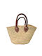 Straw bag with leather handle 40x23/35cm