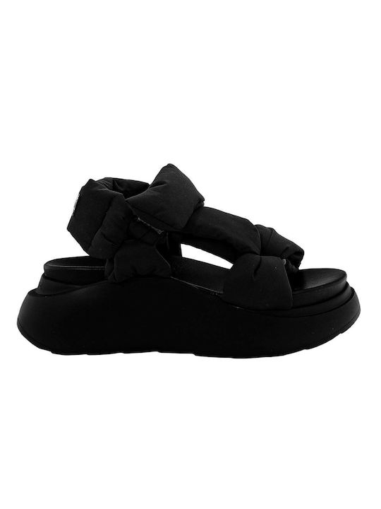 SANDALEN E3260 SCHWARZER STOFF - SCHWARZ