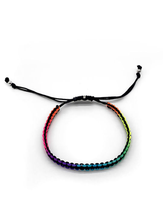 Square Knot Bracelet - Black and Rainbow