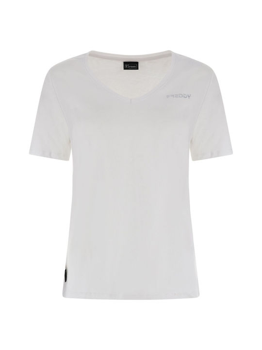 Freddy S3WBCT2 Women's T-shirt with V Neck White S3WBCT2-W