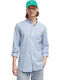 Doubleface Stripe Long-sleeved Cotton Shirt Striped Light Blue