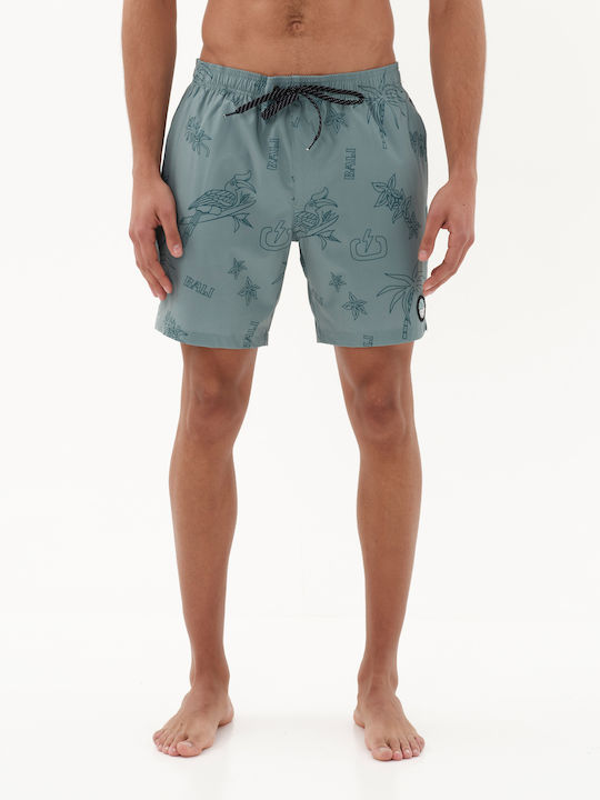 Men's Swimwear Shorts Green With Patterns