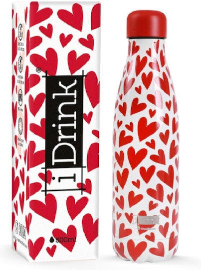 iDrink Hearts Μπουκάλι Θερμός Ανοξείδωτο BPA Free 500ml Λευκό