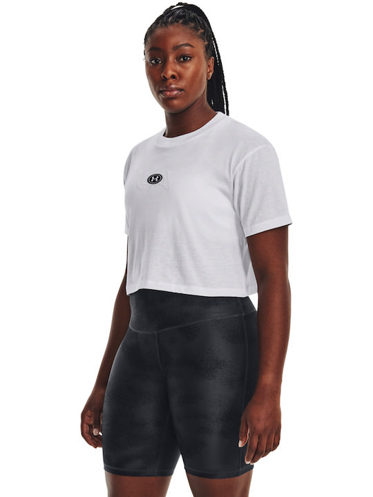 Under Armour Damen Sportlich Baumwolle Bluse Kurzärmelig Weiß