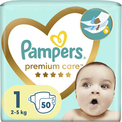 Pampers Scutece cu bandă adezivă Premium Care Premium Care Nr. 1 pentru 2-5 kgkg 50buc