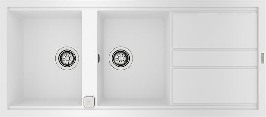 Teka Nova 80 B-TG 2B 1D 115400019 Drop-In Мивка от Синтетичен Гранит Ш116xД51см Бял