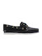 Classic Men's Leather Boat Shoes Navy Blue