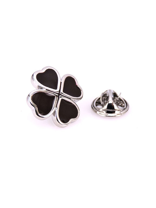 Silver/Black Clover Pin