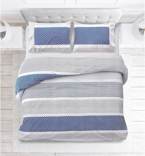 Makis Tselios Home Boho Σετ Μονό 3τμχ 105x200+30εκ. με Λάστιχο Μπλε