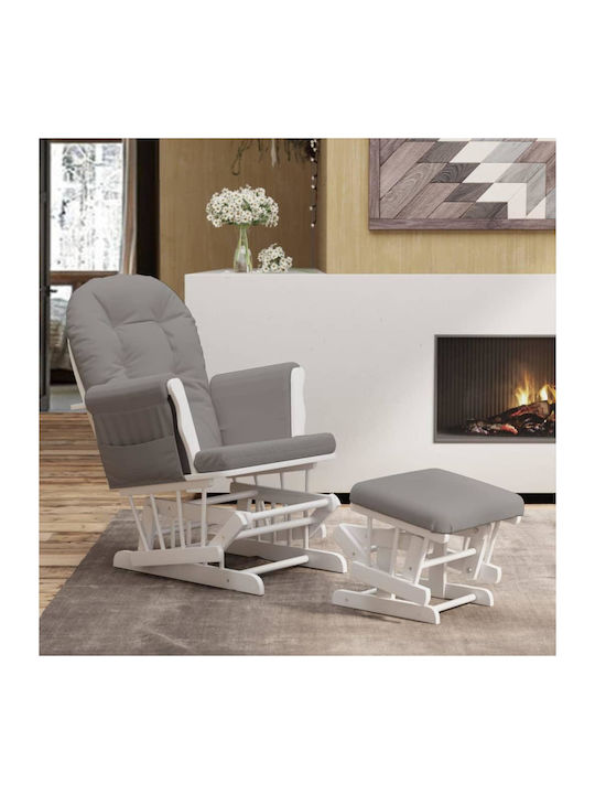 Schaukelstuhl mit Fußhocker Light Grey 70x72x107cm