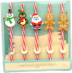 Set of Christmas plastic straws 5pcs 21cm