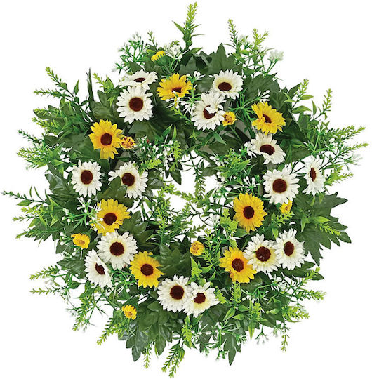 Wreath of Artificial Plants Daisy Yellow 42cm Marhome