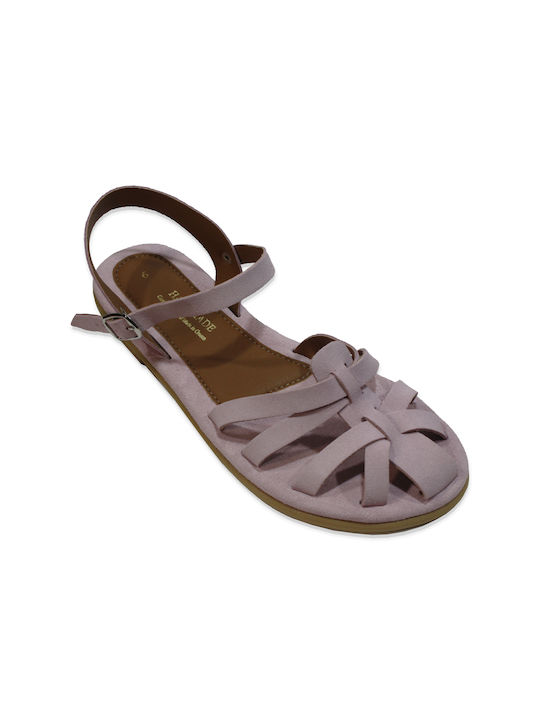 Women's leather anatomic sandal in pink color