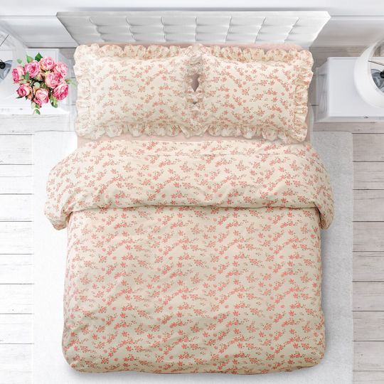 Makis Tselios Home Duvet Cover Set Cotton Single with Pillowcase 160x240 France Beige