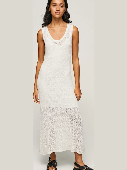 Farah Rochie De Vară Pentru Femei Midi Tricotată Albă