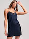 Superdry Summer Mini Evening Dress Slip Dress Satin Navy Blue