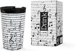 Total Gift Music Glass Thermos Stainless Steel BPA Free White