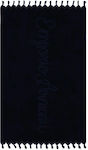 Emporio Armani Beach Towel with Fringes Blue 170x100cm