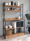Megapap Foyer Кухненски Стелаж Метален 5 Позиции Черен Pine Oak 101x36x160.7см