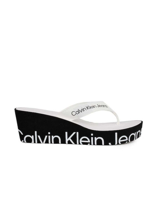 Calvin Klein Σαγιονάρες με Πλατφόρμα σε Λευκό Χρώμα