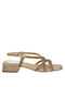Menbur Patent Leather Women's Sandals with Strass Gold with Chunky Low Heel 0