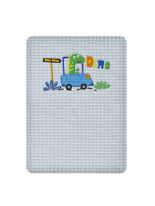 Adam Home Blanket Cot Dino Waffle Light Blue 11...