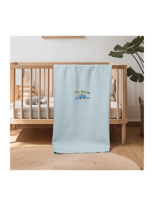 Adam Home Blanket Cot Dino Waffle Light Blue 11...