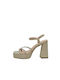 Menbur Platform Women's Sandals Gold with Chunky High Heel