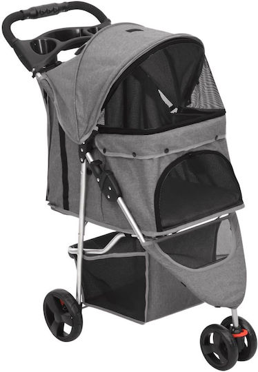 vidaXL Dog/Cat Carrying Gray Stroller for 15kg Pets L98xW46xH98cm