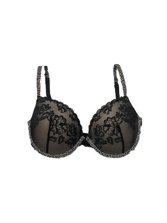 Bra Infiore in Black Color and Animal Print Details