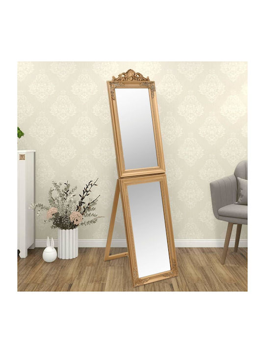 vidaXL Floor Mirror with Wooden Frame Gold 45x180cm