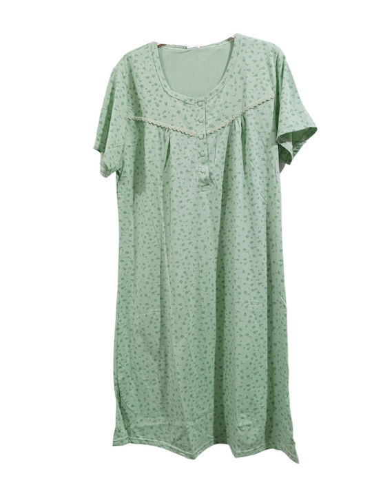 Lydia Creations Summer Cotton Women's Nightdress Green