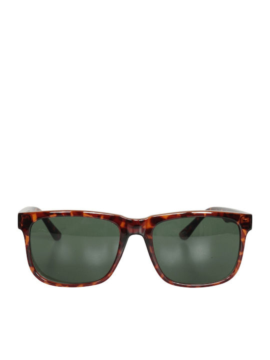 Jack & Jones 12228782 Unisex Sunglasses with Brown Tartaruga Plastic Frame and Green Lens 12228782