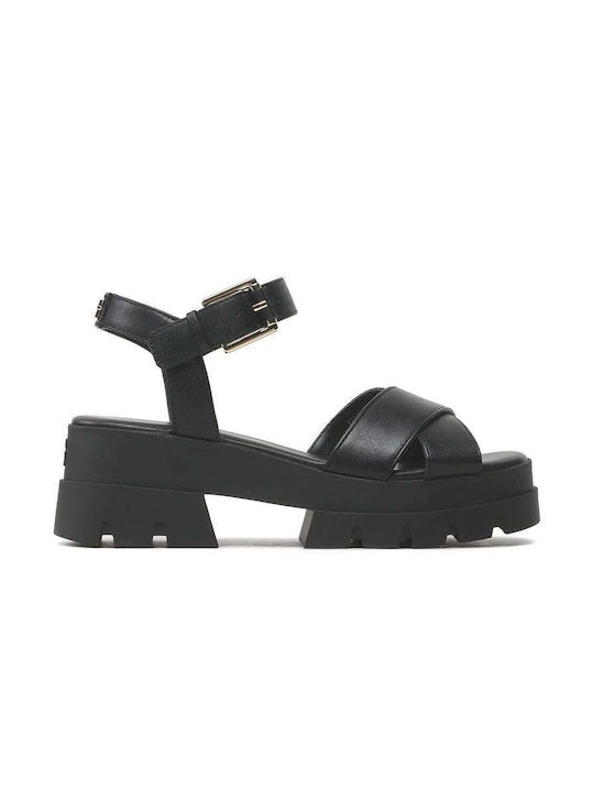 Guess Women's Sandals Black with Chunky Medium Heel