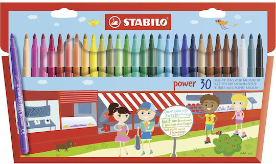 Stabilo Power Μαρκαδόροι Ζωγραφικής 2mm Χονδροί Σετ 30 χρώματα
