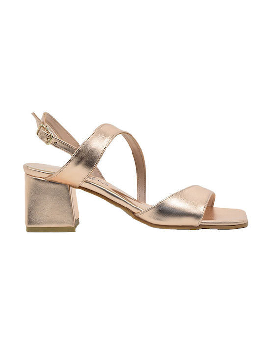 Ellen Women's Sandals Copper with Chunky Medium Heel