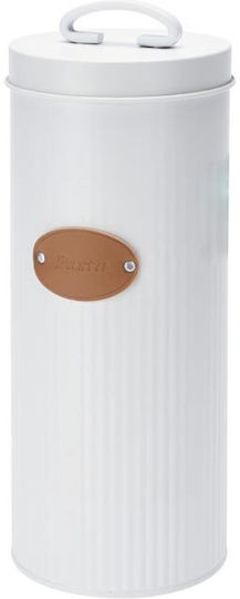 Excellent Houseware Pasta Jar with Lid Made of Stainless Steel White 2500ml