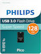 Philips Pico 128GB USB 3.0 Stick Μαύρο