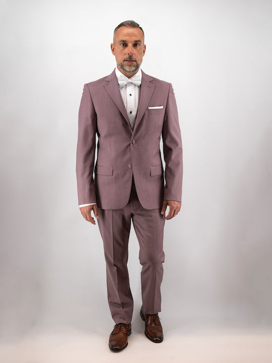 Men's Suit with Vest Regular Fit Burgundy