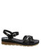 Refresh Synthetic Leather Women's Sandals with Ankle Strap Black