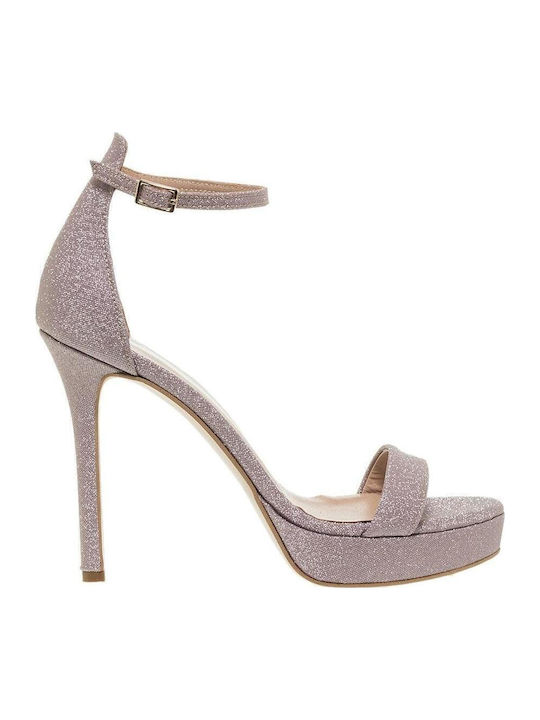 Mourtzi Suede Πέδιλα Nude Microglitter