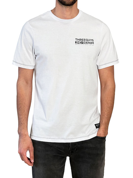 3Guys Herren T-Shirt Kurzarm Weiß