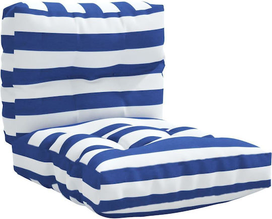 vidaXL Garden Chair Cushion with Bamboo Backrest Blue 2 Pieces 50x50cm