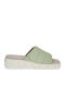 Leather Women's Flat Sandals in Green Color