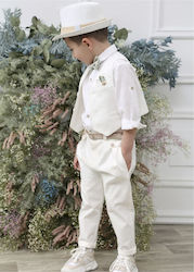 Mi Chiamo Boys Baptism Suit with Vest 5pcs White