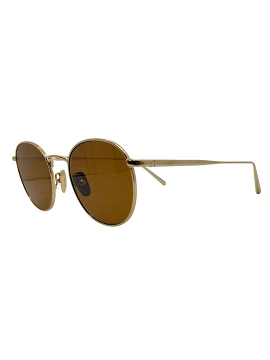 Chimi Steel Round Sunglasses with Brown Metal Frame and Brown Lens