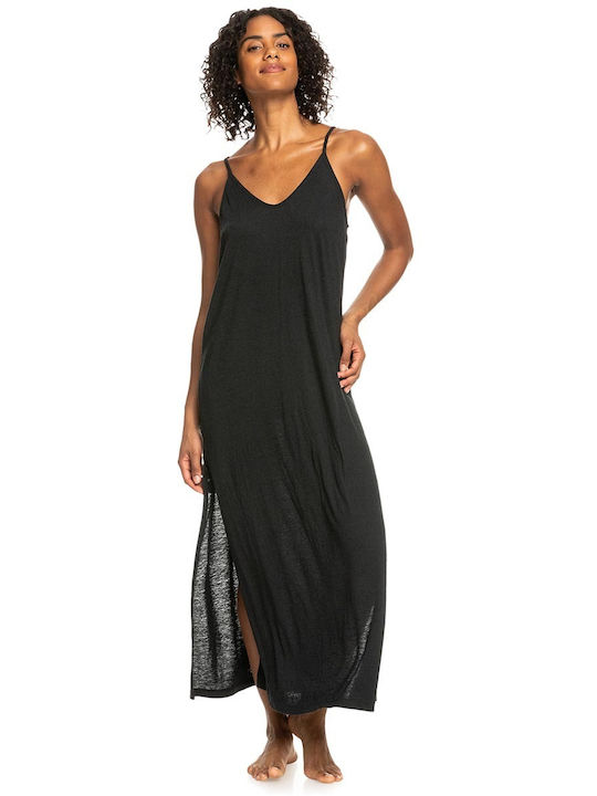 Roxy Summer Midi Dress with Slit Black