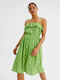 Compania Fantastica Καλοκαιρινό Midi Φόρεμα με Βολάν Πράσινο